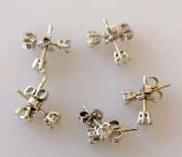 Five pairs of 18ct white gold, brilliant-cut diamond earrings, each diamond 0.10 carat