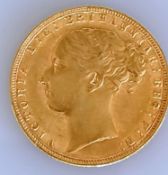 A Victorian gold full sovereign, 1876