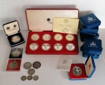 A 1977 Silver Jubilee Crown presentation set by Spink & Son, comprising eight silver proof crowns;