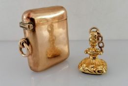 A late Victorian 9ct yellow gold vesta case by William Neale, Chester, 1901, hallmarked, 43mm x