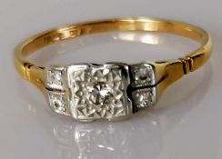 An Art Deco illusion-set diamond ring on a platinum setting and 18ct yellow gold shank, size R, 2.