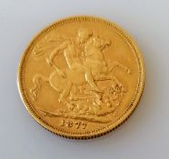 A Victorian gold full sovereign, 1877