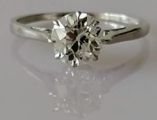 A certified solitaire old European-cut diamond ring measuring 1.24ct, estimated colour/clarity G-