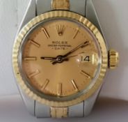 A Rolex Oyster Perpetual Date bi-colour stainless steel, signed jubilee link bracelet watch, 62523-