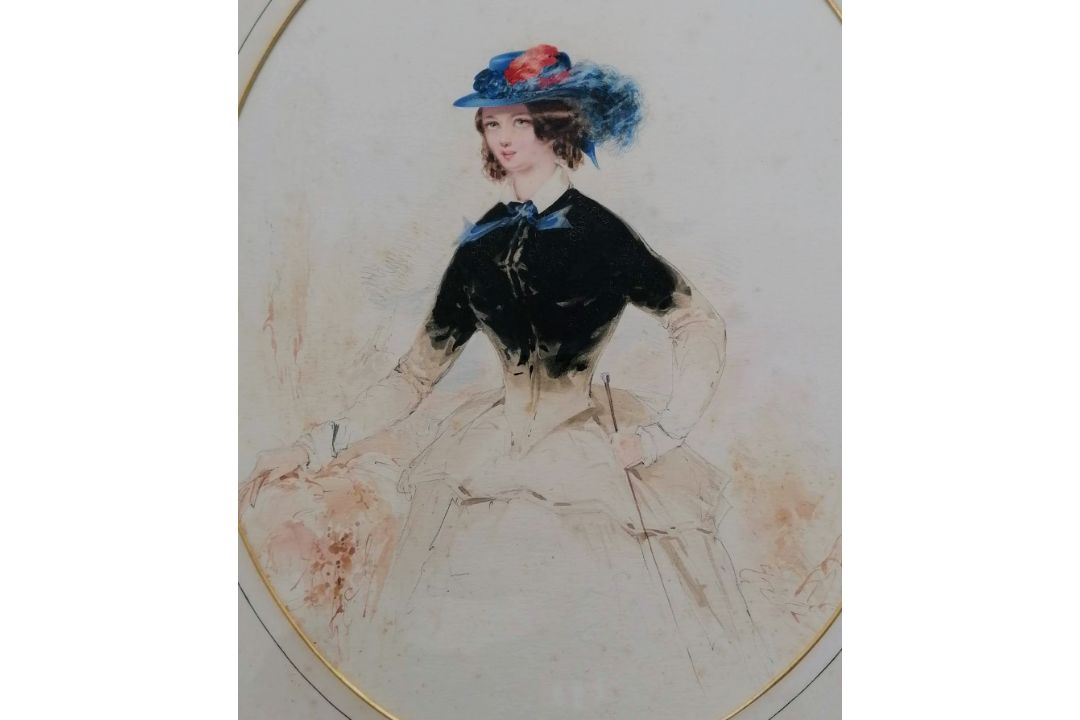 Attributed to Edward Hayes RHA (Irish, 1797-1864), LAURA BELL, watercolour, framed and mounted, - Image 3 of 7