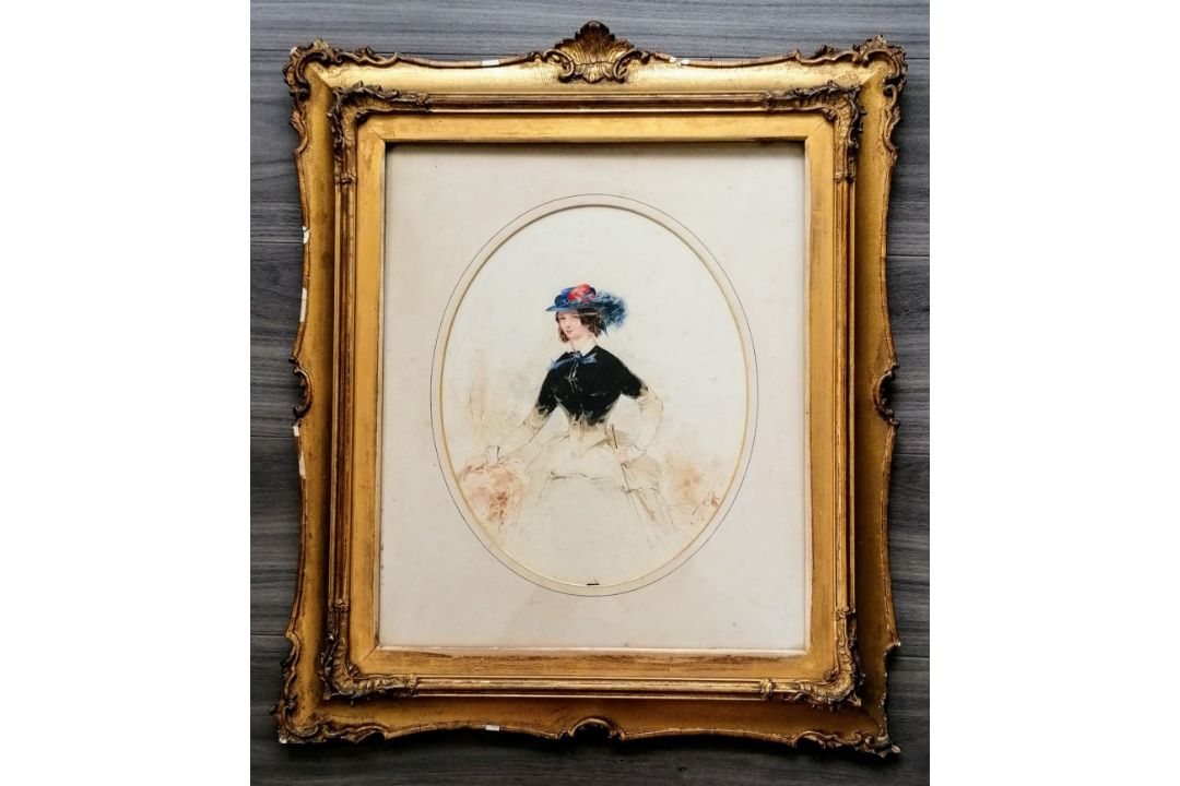 Attributed to Edward Hayes RHA (Irish, 1797-1864), LAURA BELL, watercolour, framed and mounted, - Image 2 of 7