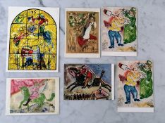 Six Marc Chagall postcards used as New Year greetings cards signed by Vava Chagall dating from