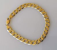 A 9ct yellow gold flat curb-link bracelet with lobster clasp, hallmarked, 20 cm, 11.72g, clasp good