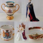 A Royal Doulton figure of Queen Elizabeth II at her Coronation, HN4476, height 19cm, 451/2000; a