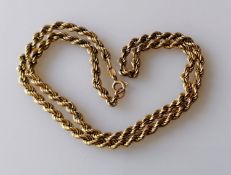 An Italian 9ct yellow gold neck chain, import marks, 42 cm, 11g