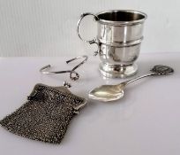 A Birmingham silver christening mug by Barker Ellis Silver Co., 1964, 7.5 cm H, unadorned; a