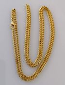 A yellow gold flat curb-link neck chain, 78 cm, stamped 750, 34.6g