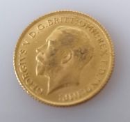 A George V gold half sovereign, 1914