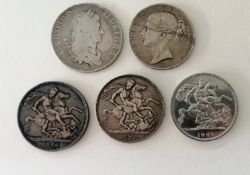 A Charles II crown dated 1662; a Queen Victoria crown dated 1845, young head l, regnal year to the