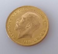 A George V gold half sovereign, 1914