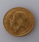 A George V gold half sovereign, 1912