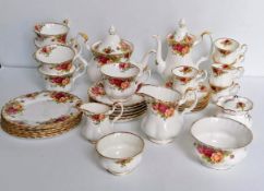 A fifty-piece Royal Albert Old Country Roses tea/coffee service and part dinner service comprising: