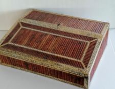 A 19th century Anglo-Indian Vizagapatam and porcupine quill writing slope with hinged cover and