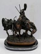 Eugene Lanceray (Russian, 1848-1886), ZAPOROZHIAN COSSACK AFTER BATTLE, a bronze casting after the