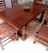 A Royal Oak Furniture Company Balmoral range, pre-distressed refectory table with carved frieze,