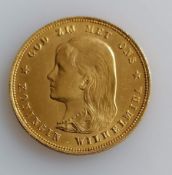 A 10 Guilders (Gulden) Netherlands Wilhelmina Young Head gold (.900) coin, 1897, 6.7g