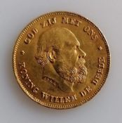 A 10 Guilders (Gulden) Netherlands Willem III gold (.900) coin, 1875, 6.7g