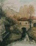 Rene Lorrain, (French, b.1873), TOUL, colour aquatint, framed and mounted, signed in pencil, 27 x 21