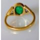 An emerald and diamond gold ring, the oval emerald approximately 8 x 6 mm - Image 4 of 5