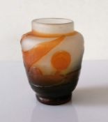 An Art Nouveau Emile Galle smaller cameo glass vase with floral and foliate decoration, signed, 8 cm