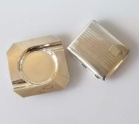 An Art Deco silver cigarette case by Mayes, Mills & Co., Birmingham, 1933, 8.5 x 7 cm and a square s