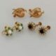 Two pairs of Edwardian screw-back gold pearl earring decorated with turquoise and garnets - Image 1 of 2