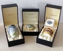 A Moorcroft copper enamel lidded vase and circular trinket box designed by Rachel Bishop, c. 1998,