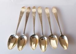 Three Georgian Irish silver bright-cut teaspoons by Law & Bayly, one similar by William Ward