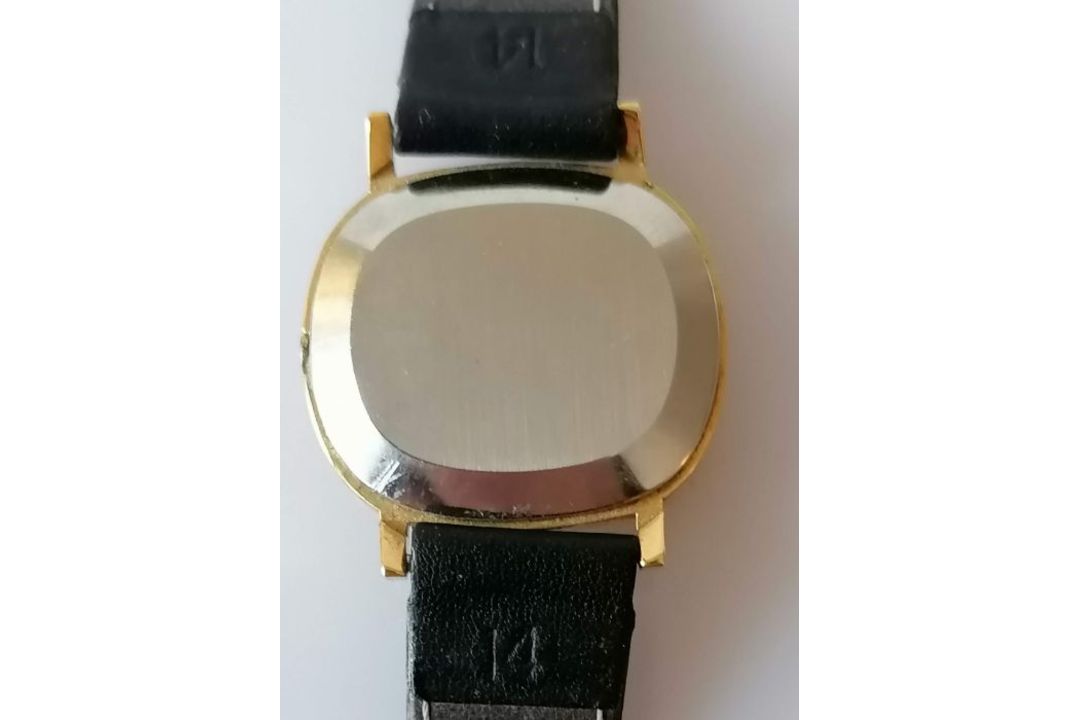 An Omega de Ville quartz gold plated gents wristwatch, push button style crown with replacement leat - Image 2 of 3