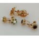 Two pairs of Edwardian screw-back gold pearl earring decorated with turquoise and garnets - Image 2 of 2