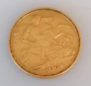 A Victorian gold half sovereign, 1901