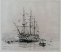 Lieut-Com Rowland Langmaid, RN (1897-1956), THE NEEDLES, ISLE OF WIGHT, etching, 7 x 29 cm, and HMS