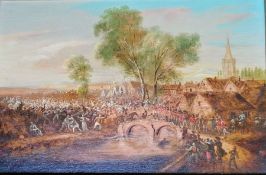 Attributed to William Sadler II (c.1782-1839) DONNYBROOK FAIR, oil on mahogany, 21 x 32 cm