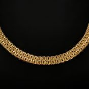 Collier, 333/8K Gelbgold (punziert), Friedrich Binder Mannheim, Gesamtgewicht 26,1g, aus verschiede