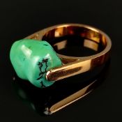 Türkis-Ring, 585/14K Gelbgold (punziert), Gesamtgewicht 8,16g, Größe Türkis ca. 1x1,5cm, Ringgröße