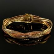 Tricolor Armband, 333/8K Gelb-/Weiß-/Rotgold (punziert), Gesamtgewicht 27,1g, gearbeitet als drei g