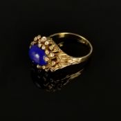 Lapislazuli-Gold-Ring, 585/14K Gelbgold (punziert), 5,77g, mittig Lapislazuli-Cabochon, Maße ca. 11