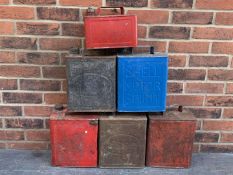 Six Vintage Fuel Cans