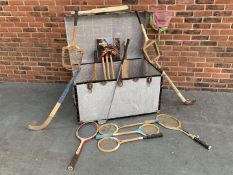 Ex Goodwood aluminium trunk with quantity of Goodwood props