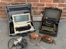 Ex Goodwood Tandy portable computer, Corona typewriter & 3 vintage cameras