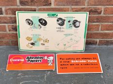 Metal Comma Abrasive Papers Sign & Two Plastic Safety Signs (3)