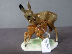 Porzellanfigur Reh mit Kitz gemarkt