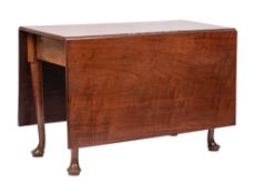 An early George III mahogany drop leaf rectangular dining table, circa 1760,