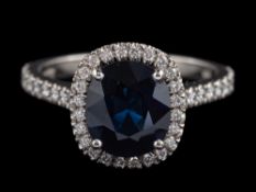 A platinum sapphire and diamond ring by Boodles & Dunthorne,