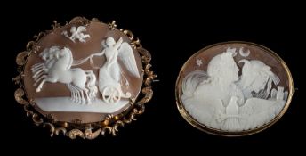A carved shell cameo,
